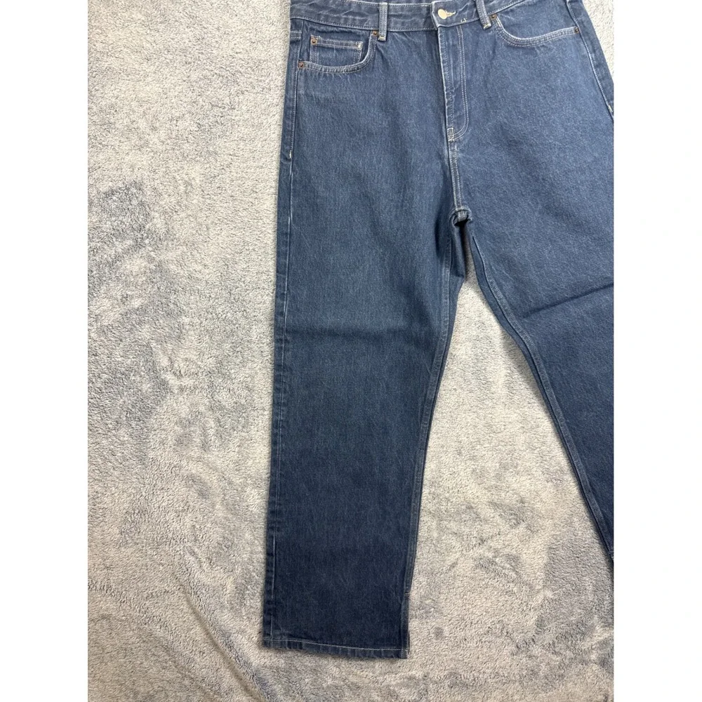Zara Mens Straight Leg Jeans Dark Wash Blue Denim Size 34 34X30